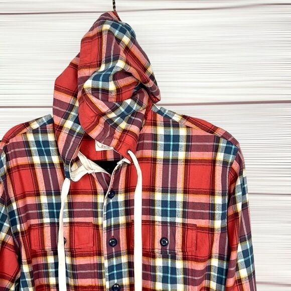 Brooks Brothers Red Fleece Hooded
Button Down Shirt Cotton Flannel Red Plaid M - Picture 4 of 13